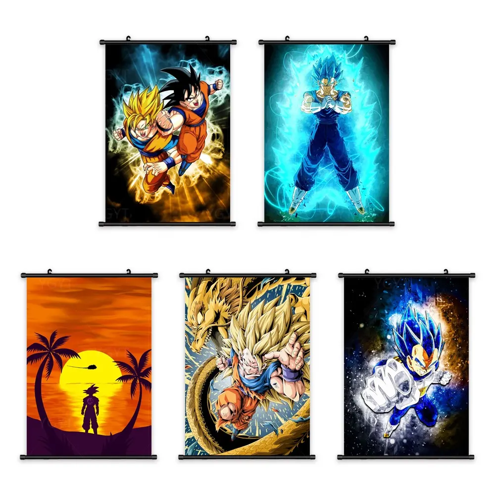 Wall Art Japanese Anime Canvas Dragon Ball Pictures Painting Print Goku Poster Plastic Hanging Scrolls Home Decoration