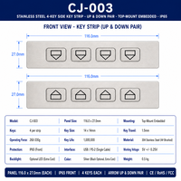 Clavier industriel étanche IP65 en acier inoxydable à 4 touches CJ-003, à montage sur panneau, USB PS/2 pour panneau de contrôle d'accès
