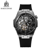 Montre squelette mécanique automatique de haute qualité pour homme avec réserve de marche, aiguilles lumineuses, bracelet en silicone, OEM, luxe et mode