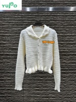 Pull en maille décontracté de luxe pour femmes, de haute qualité, quatre saisons, col rond, motif logo sur le devant, 100% coton, streetwear