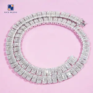 Custom 10MM Fancy Shape Moissanite Diamond Tennis Chains 925 Silver Women Luxury Necklaces For Engagement Wedding Party