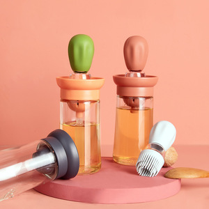 Bouteille d'huile de cuisine en verre Silicone, Type presse, bouteille d'huile, verre contenant avec brosse Bbq pulvérisateur, distributeur d'huile, cuisine en plein air, outils pour Bbq - Product Image 2