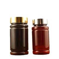 Botol Obat Cair 300 mL PET Bentuk Bambu Mulut Lebar Tutup Plastik Matte Finish untuk Teh Herbal & Tablet Vitamin C Kalsium