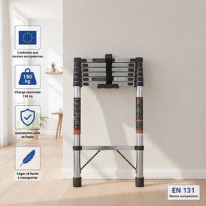 Échelle télescopique rétractable en acier inoxydable 304, pour camping, extérieur, usage intensif, école, hôpital, capacité 150 kg - Product Image 1