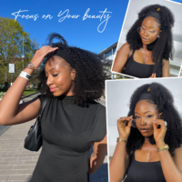 Perruque bandeau sans colle, cheveux humains brésiliens vierges Remy, bouclés crépus, pour femmes noires