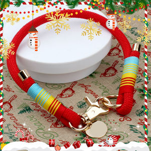 Direct Factory Custom Christmas Seasonal Edition P-Chain Handmade <strong>Dog</strong> &amp; Cat <strong>Collar</strong> Luxury Adjustable Nylon <strong>Charms</strong> Outdoor - Product Image 2