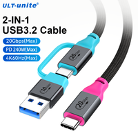 Câble USB-C de style course automobile ULT-unite personnalisé rose vif et turquoise néon, charge rapide, cordon de données pour manette de jeu et charge de téléphone