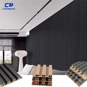 Linyi-Panel de pared de revestimiento 3D, partición Interior, negro, WPC, 2022