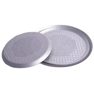 Bandeja perforada de aluminio de gran venta, bandeja redonda para hornear pizzas para el hogar, bandeja para pizzas