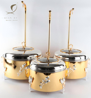 QIAN HU Restaurant 401 Réchauffeur de nourriture en acier inoxydable 4L/6L/8L Chef Traiteur Plat Buffet Ensembles Or Couvercle À Charnière En Métal Vaisselle