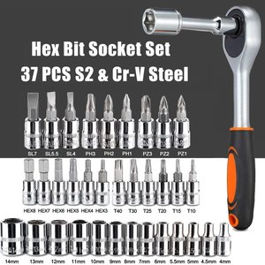 46 adet sürücü lokma seti SAE ve metrik Hex Bit lokma seti, oto tamir ev için cırcır anahtarı seti - Product Image 3