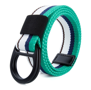 Ceintures souples décontractées respirantes pour hommes en toile à rayures colorées personnalisées avec boucle en alliage Vente en gros d'usine - Product Image 4