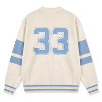 Pull en tricot jacquard personnalisé avec logo, col rond, rayures, pour homme