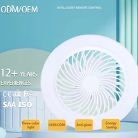 Ventilateur de plafond LED E27 trois couleurs et 6000K, ventilateur de plafond moderne en plastique ABS avec lampe à vis, ventilateurs de plafond LED à intensité constante