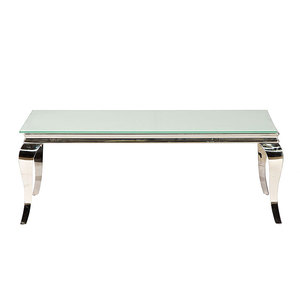 Mobili per eventi di lusso <span class=keywords><strong>tavolino</strong></span> <span class=keywords><strong>da</strong></span> caffè in <span class=keywords><strong>vetro</strong></span> di forma rettangolare bianco a specchio in acciaio inossidabile - Product Image 3