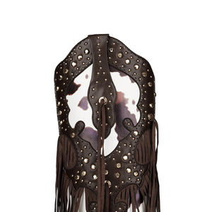 WETKISS özel Trendy topuklu ayakkabı inek baskı diz yüksek çizmeler Punk perçinler Cowgirl çizmeler saçak kovboy çizmeler ile püskül - Product Image 6