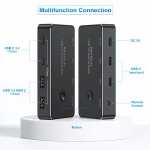 RSHTECH 4 puertos 10Gbps <span class=keywords><strong>USB</strong></span> 3,2 Gen 2 2 computadoras Share Controller <span class=keywords><strong>KVM</strong></span> <span class=keywords><strong>USB</strong></span> <span class=keywords><strong>C</strong></span> Switch para PC Laptop Keyboard - Product Image 5