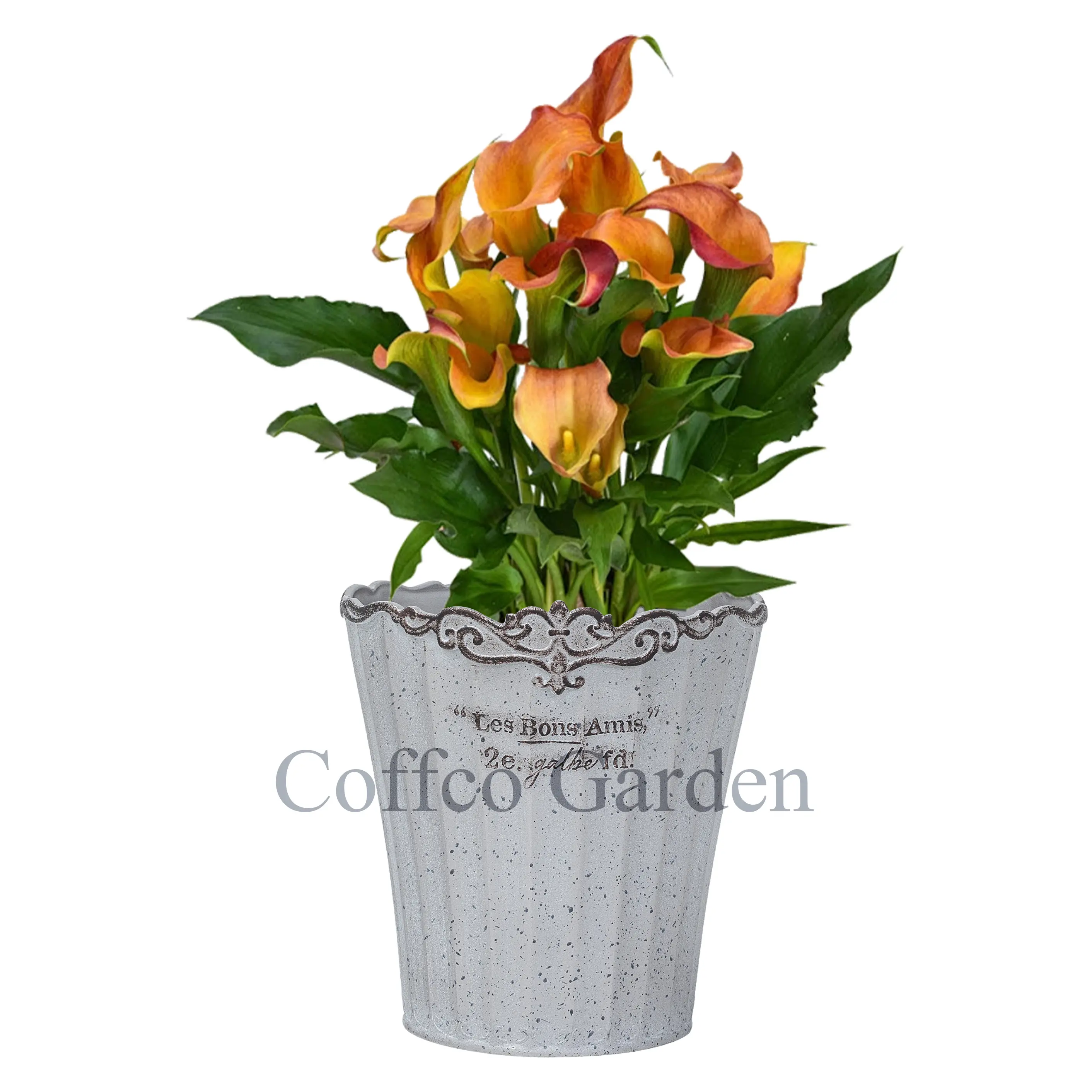 Coffco Plastic Flowerpot 11-inch Vertical Lace Planter Pot Retro Style Custom Color Hydroponic Bonsai Plant Vases Garden Decor