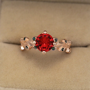 Anello con foglie e fiori colorati per donna, design intarsiato in tonalità rosa, gioielli eleganti e alla moda - Product Image 6