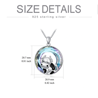 Bijoux animaux Collier pendentif vache mignon en argent sterling 925 avec cercle en cristal pour femmes