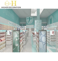 Présentoir de Maquillage Rotatif sur Pied en Bois avec Étagères de Rangement pour Magasin de Marques de Luxe