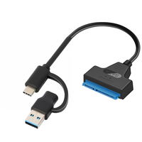 Adaptador USB 3.0 a SATA 3 III para Disco Duro, 7+22 Pines, Convertidor UASP SATA a USB 3.0 con Cable de Alimentación para HDD/SSD de 2.5 Pulgadas