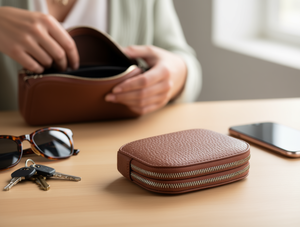 Portamonete da Donna con Doppia Cerniera, Texture Opaca Effetto Litchi, 7 Pollici, Mini Portafoglio in Microfibra e Pelle Sintetica - Product Image 2