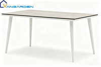 Ensemble de table et de chaises de jardin moderne pour l'extérieur, panneau HPL imperméable, cadre en aluminium, six places, meubles haut de gamme, résistant aux UV