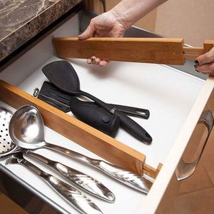 Adjustable Natural Bamboo <b>Drawer</b> Divider with Non-Slip Ends for Kitchen Cabinet - Product Image 5