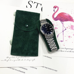 Custom Logo Watch Pouch Case Gift Velvet Envelop <b>Snap</b> Button Men Cardboard Insert Travel <b>Bracelet</b> Storage Bag and Organizer - Product Image 2
