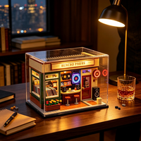 Ensemble de blocs de construction pour adultes avec éclairage LED, modèle de magasin de disques rétro, jouets anti-stress DIY pour adultes, cadeaux en gros OEM/ODM