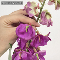Ranting Bunga Kacang Buatan HGA 2-Fork Ungu Mawar Merah Wisteria Palsu Buatan Tangan Gaya Alami Tahan Lama untuk Dekorasi Pernikahan dan Rumah