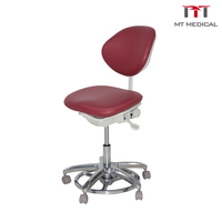 Tabouret en acier inoxydable, siège moulé sous pression, pieds réglables en hauteur avec protections antidérapantes pour salle d'examen clinique