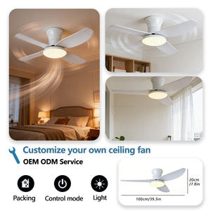 Ventilateur de plafond LED blanc moderne de 40 pouces avec télécommande intelligente pour salle à manger, salon, chambre à coucher - Product Image 4