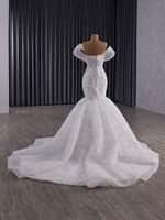 Robe de mariée sirène Ocstrade à épaules dénudées, avec appliques en dentelle perlée et longue traîne, robes de mariée sur mesure de luxe pour femmes