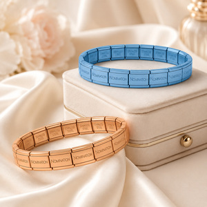 Bracelet <span class=keywords><strong>de</strong></span> couple anti-rouille, bijoux DIY, bracelet modulaire italien personnalisé, bracelet élastique à assemblage libre - Product Image 2