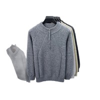 Pull en maille pour homme à col semi-zippé et col semi-montant, couleur unie, collection Automne/Hiver 2026, best-seller transfrontalier en direct