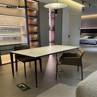 Table à manger au design moderne, plateau en dalle de pierre de 12 mm, structure en aluminium noir, table à manger pour la salle à manger à domicile