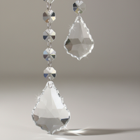 Chaîne de suspension en cristal transparent de 27 cm avec pendentif feuille, design vintage, durable, pour rideaux, lampes, mariages et décoration intérieure