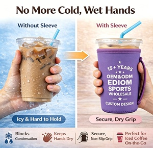 Logo personnalisé Café glacé chaud et froid Préservation Unique Néoprène Solo Cup Coozie Cozy Cover Isolé Java Jacket Cup Sleeve Holder - Product Image 2