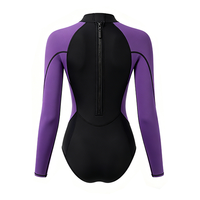 DIVESTAR Custom OEM One Piece 2mm Neoprene Bodysuit UPF 50+ Lengan Panjang Bernapas Model Bikini Depan untuk Freediving Diving