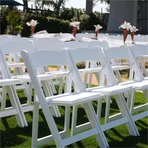 אירוע חתונה בחוץ סיטונאי פלסטיק מתקפל ווימבלדון כסאות גן שרף לבן כיסא מתקפל
