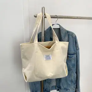 Nuovo stile ragazze Design a strisce da viaggio Casual da studente grande spalla Shopping Shopping borsa Tote in velluto da donna