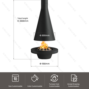 CRUISE 800mm Cheminée intérieure suspendue au bioéthanol sans fumée Chauffage respectueux de l'environnement Cheminées à l'éthanol montées au plafond pour - Product Image 4
