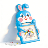 Tableau magnétique en plastique pour enfants, forme de lapin, tableau à gribouiller, perles magnétiques, jouet éducatif Montessori pour les tout-petits de 3 ans et plus