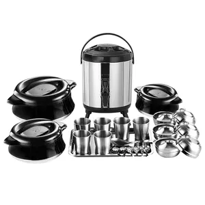 Wholesale Stainless Steel 24 Pieces Family Insulated Food Warmer Bucket Casserole Set With Dinnerware
