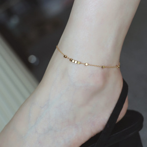 Fashionable Women's <b>Anklet</b> Popular INS Golden Stainless Steel Small square Pendant <b>Anklet</b>, Versatile Charming Jewelry Wholesale - Product Image 2