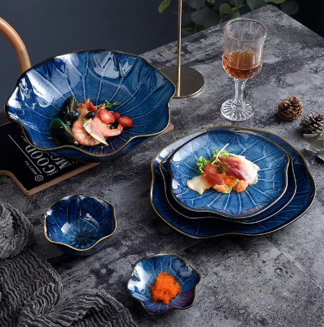 Plato Folium Nelumbinis de 10,5 pulgadas azul