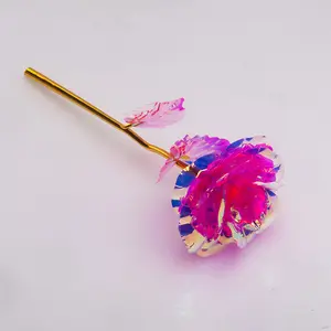 Multi-Color 24k Gold Foil Rose With LED Light Artificial Galaxy Roses Preserved Eternal Roses For Weddings