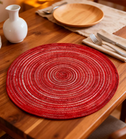 Nouvelle Collection 2024 : Nappe Ronde Élégante Faite Main, Broderie Classique, Diamètre 38cm, Tissu 100% Polyester Écologique